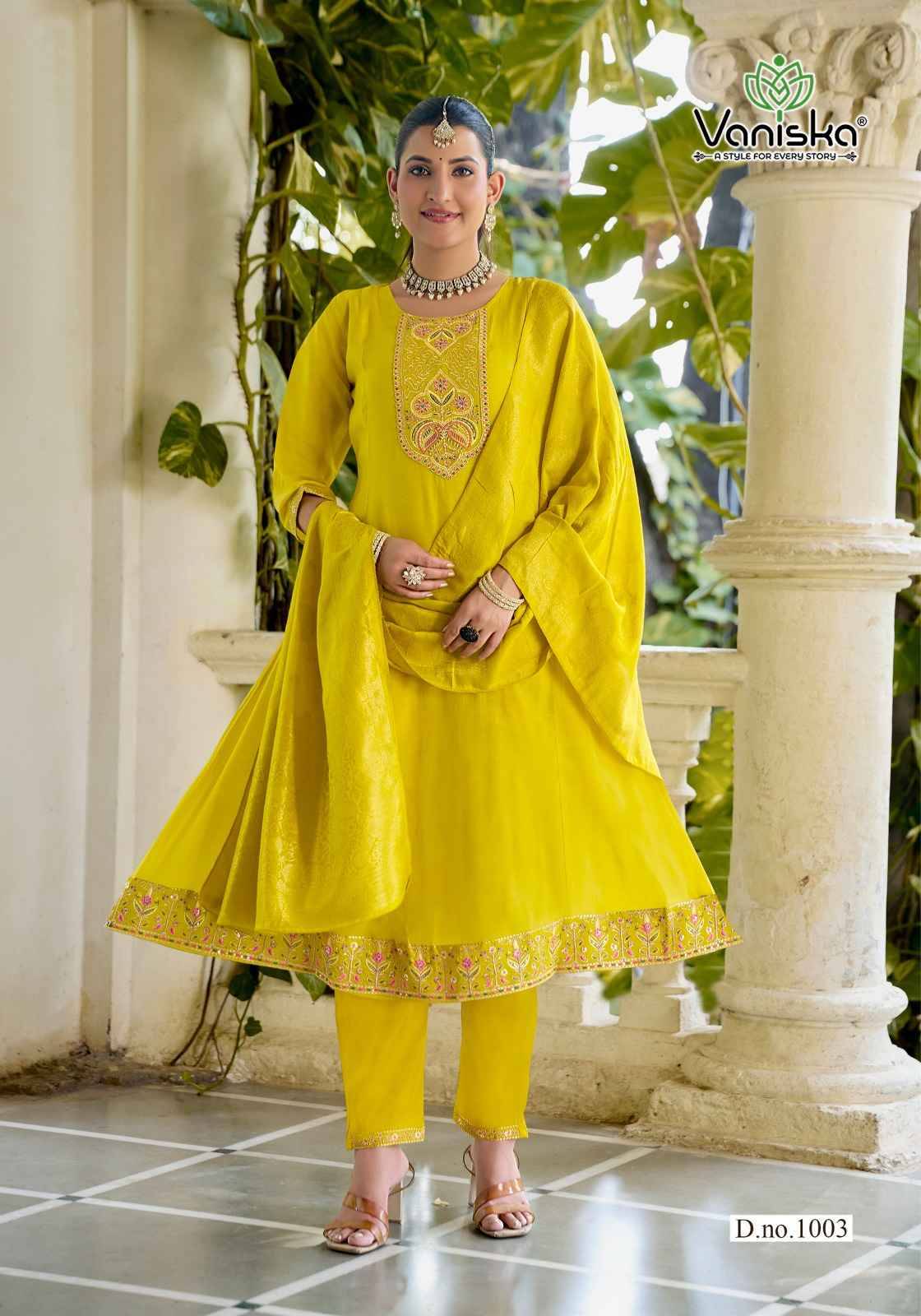 ANARKALI VOL.1 By VANISKA 1001 To 1006 Series Beautiful Festive Suits Colorful Stylish Fancy Ethnic Wear CHANDERI Embroidery Dresses At Wholesale Price